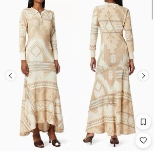 Polo Ralph Lauren Southwestern Maxi Dress Aztec Henley Waffle Knit Size S/P NEW